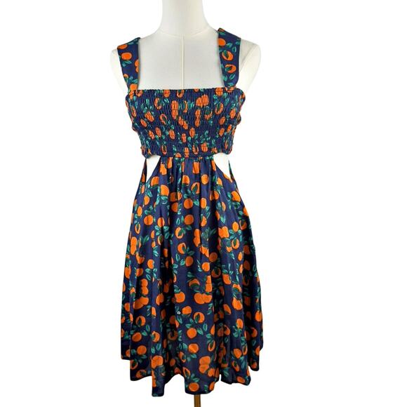 Anthropologie The Piper Bandeau Cutout Oranges Ruched Mini Dress XS RARE - Picture 3 of 10